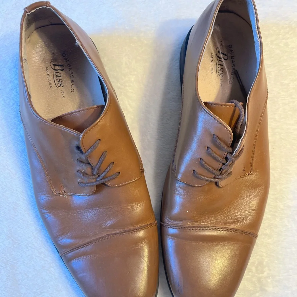 G.H. Bass & Co. Tan Leather Cap-Toe Derby Shoes